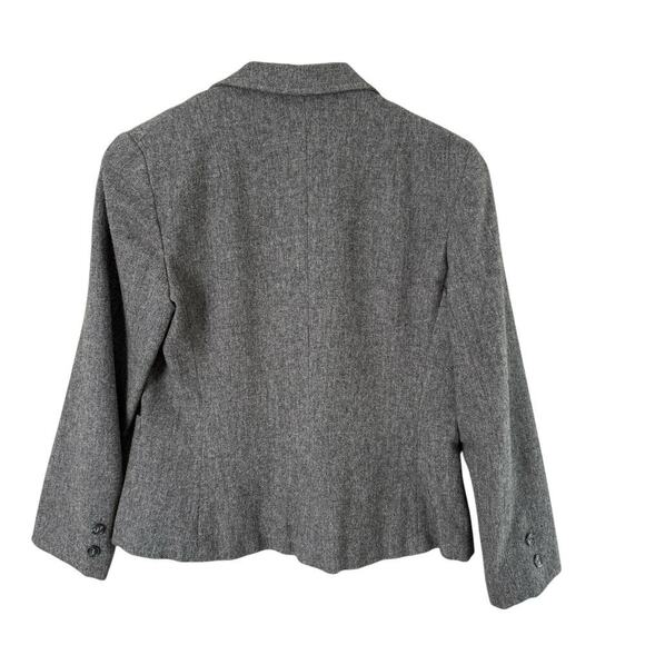 Vintage Saks Fifth Avenue Gray Wool Blazer Jacket One Button Front, Size Medium - Picture 10 of 11